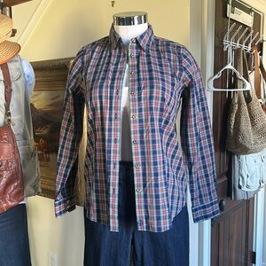 Talbots Sz 4P Blue Red Plaid Button Down Shirt Like New Condition
